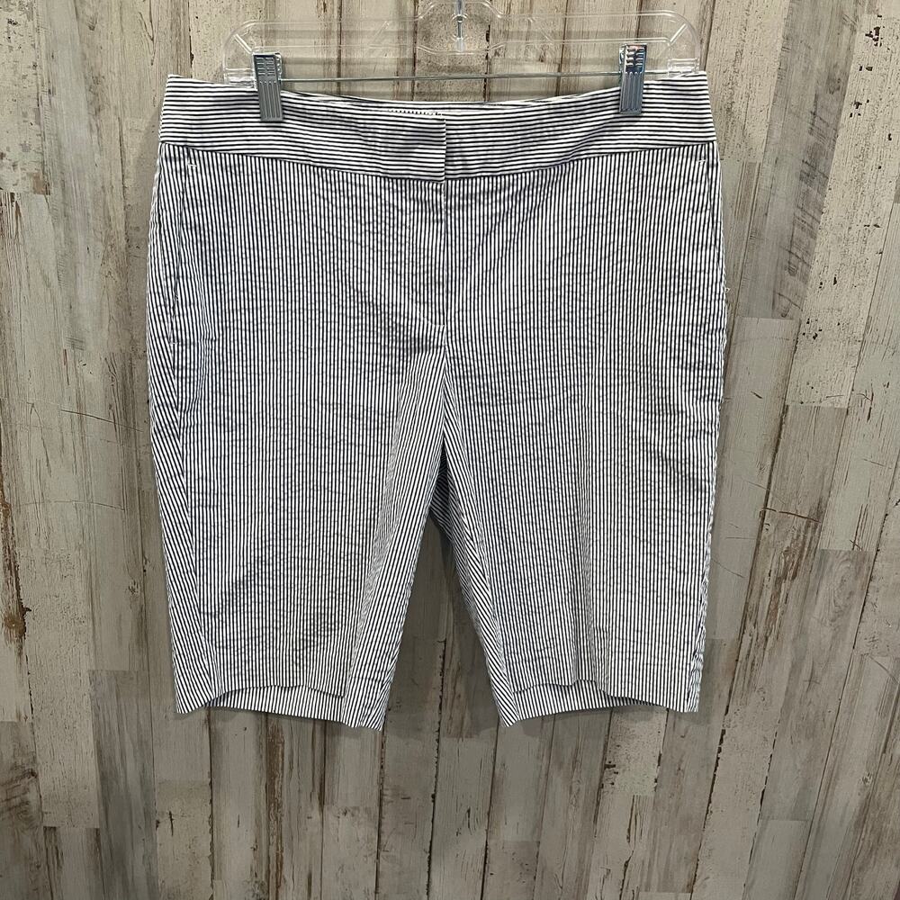 Ann Taylor Blue Seersucker Kate Boardwalk Bermuda Shorts Women’s Size 8
